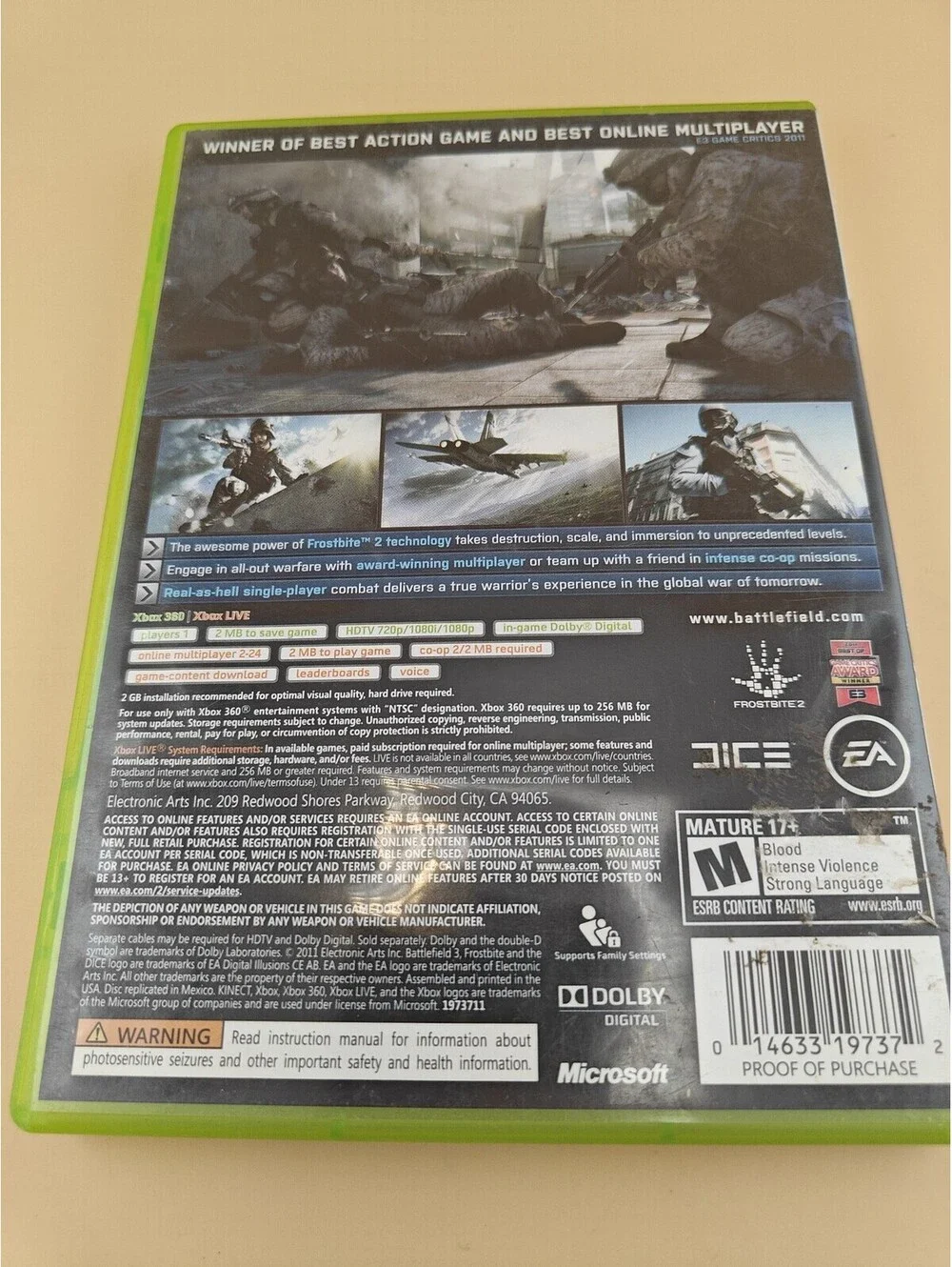Battlefield 3 Xbox 360 Complete in Box CIB Tested and Working